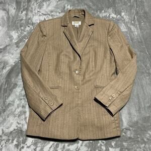 Vintage Talbots Italian Wool Blazer Womens Petite Size 8 Tan Old Money Corpcore